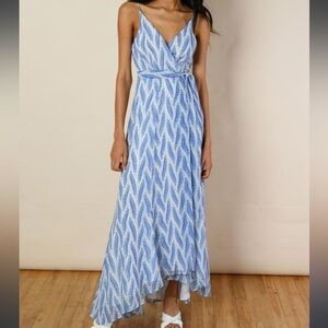 NWT Anthropologie Hutch Leah Dress in White/Blue, Size L